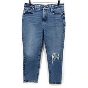 Good American Good Girlfriend Jeans Petite Size 8/29 Distressed Tapered GGP062T